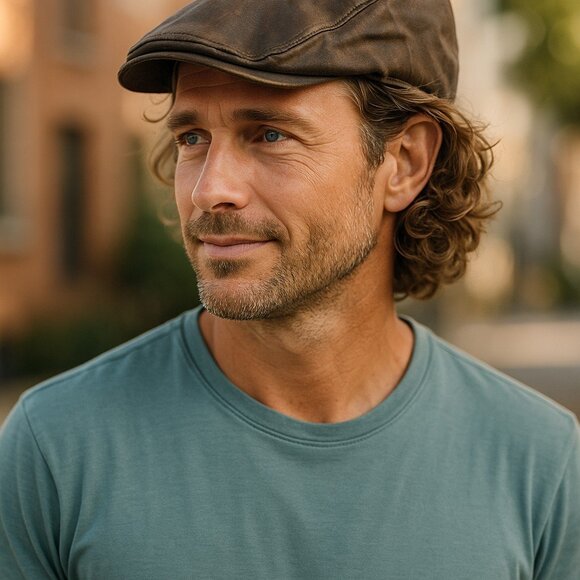 VTG OLD COUNTRY ROAD Cabbie Newsboy Hat L Ivy Flat Cap Oil Waxed Washed Lived In - Picture 10 of 10